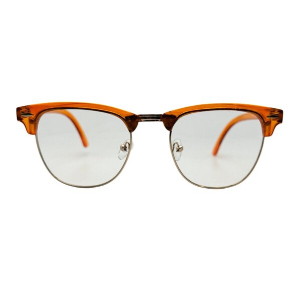 6039 | Orange Clear Lens Browline Glasses - Picture 1 of 5